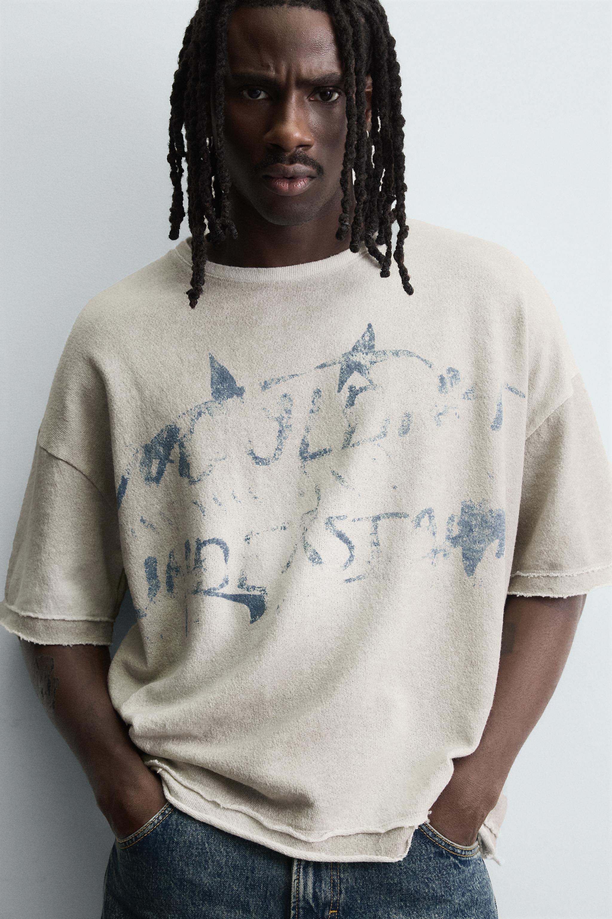 SPRAY PRINT KNIT T-SHIRT